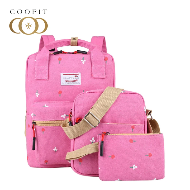 

Coofit Canvas Backpack Sets Women Backpack Flowers Floral Backpack Cute School Backpack For Girls Teens With Shoulder Bag Purses