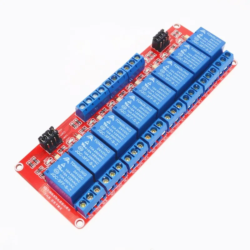 

High/Low level trigger 8 channel relay control panel PLC relay 24V module for arduino hot sale in stock.8 road 24V Relay Module