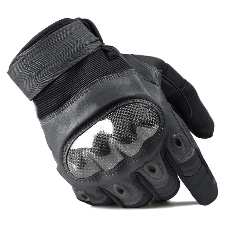 TACVASEN военные тактические перчатки мужские перчатки жесткий корпус полный палец перчатки для страйкбола противоскользящие Пейнтбольные кожаные перчатки - Цвет: Black