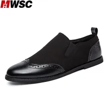 MWSC Patchwork Man Slip-On Suede Leather Shoes Oxford Brogue Men’s Formal Business Casual Breathable Dress Shoes Mocassin