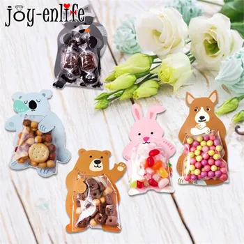 PRECIO DE VENTA ❤️ Mini bolsa de dulces de animales de la selva, decoraciones para fiesta de cumpleaños, fiesta de niños, Safari, bolsas para galletas de plástico, para invitados, Baby Shower, 10 Uds. - discount item 42% OFF Casa y jardín