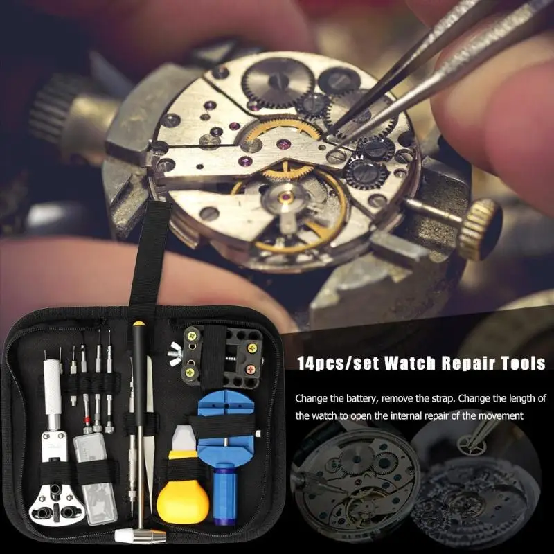 14pcs/set Watch Repair Tools Back Case Opener Spring Bar Pin Hand Remover Watchmaker Tools Watch Tools