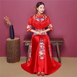 Высокое качество Китай традиционные Show платье невесты Одежда в китайском стиле свадебное платье красное вечернее винтажное платье