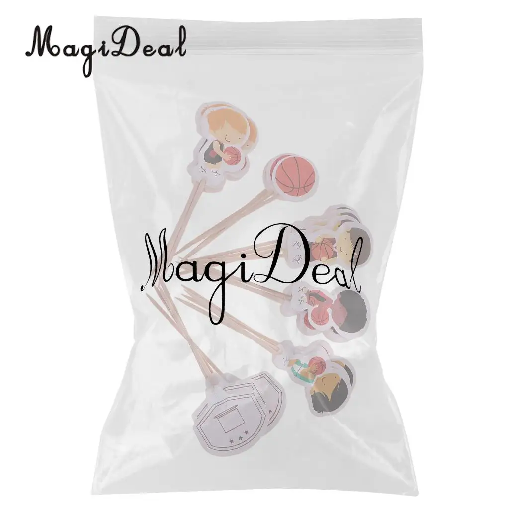 MagiDeal Novelty 24Pcs/Pack Basketball Boy Cupcake Picks Cake Toppers for Baby Shower Birthday Party DIY Craft Favors Decoration