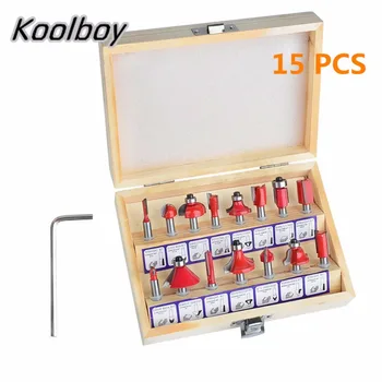 

15PCS 1/4" Milling Cutter Router Bit Set Shank Tungsten Carbide Router Bit Set 6.35mm Mill Woodworking Engraving Cutting Tools