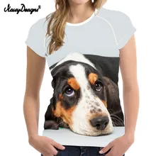 Бесшумный дизайн женская летняя футболка милый 3D Собака Бассет-Хаунд принт модный бренд женские футболки Kyliejenmer футболка с короткими рукавами