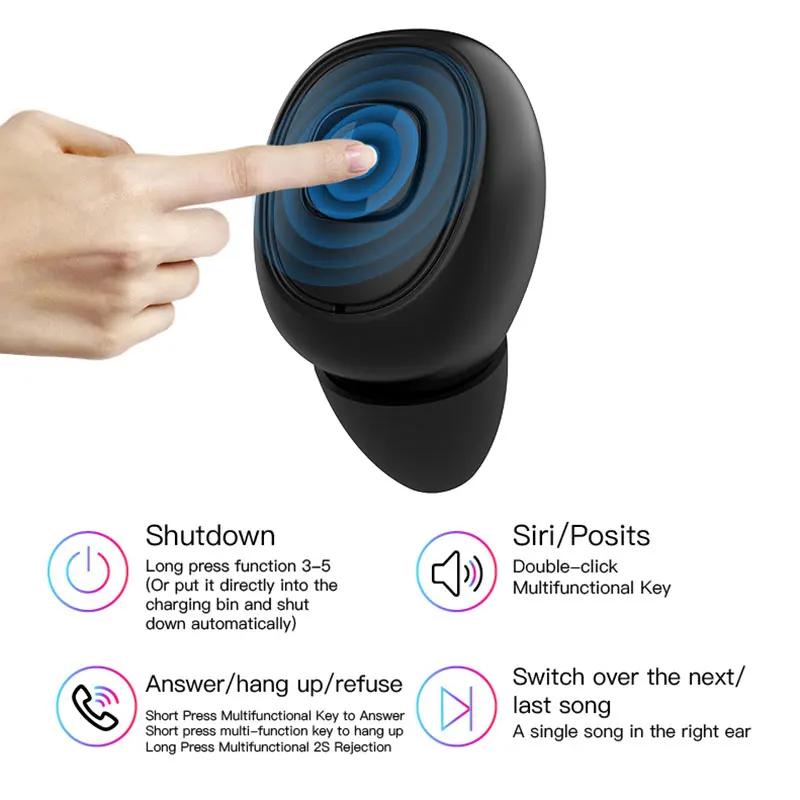 TIANENHUI Bluetooth наушники 5 0 TWS шумоподавление Беспроводная гарнитура 6D стерео Mic 3000 mAh