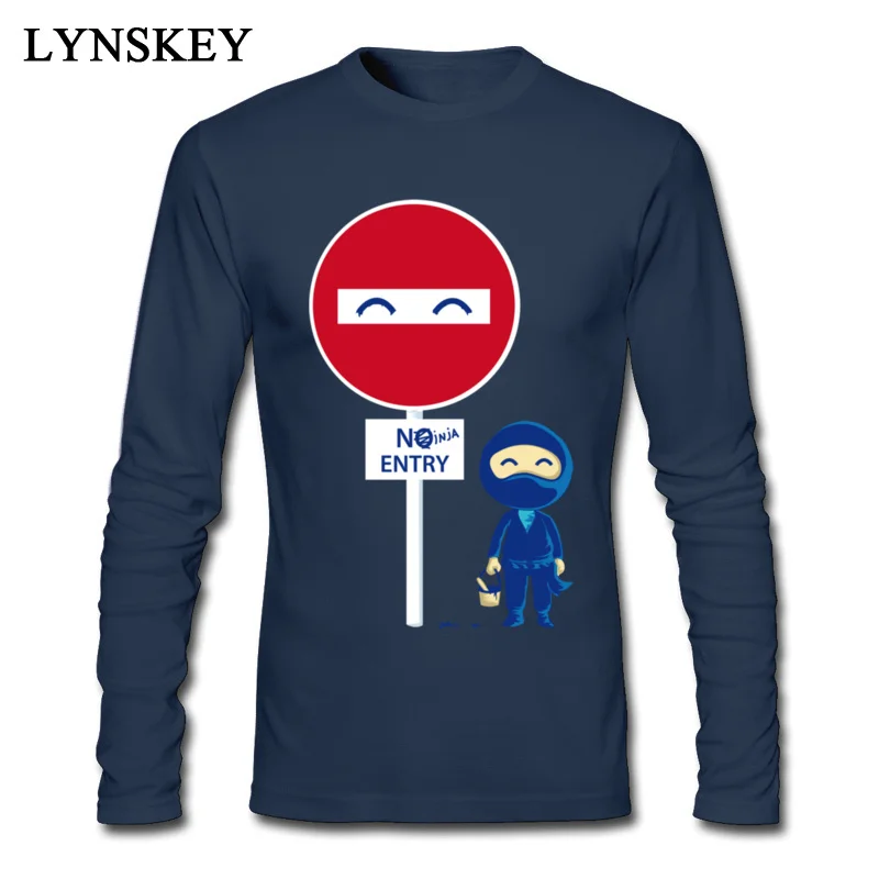 Student Tops T Shirt Dominant Summer T Shirt 100% Cotton Round Collar Long Sleeve Simple Style Like a Ninja Clothing Shirt Like a Ninja navy