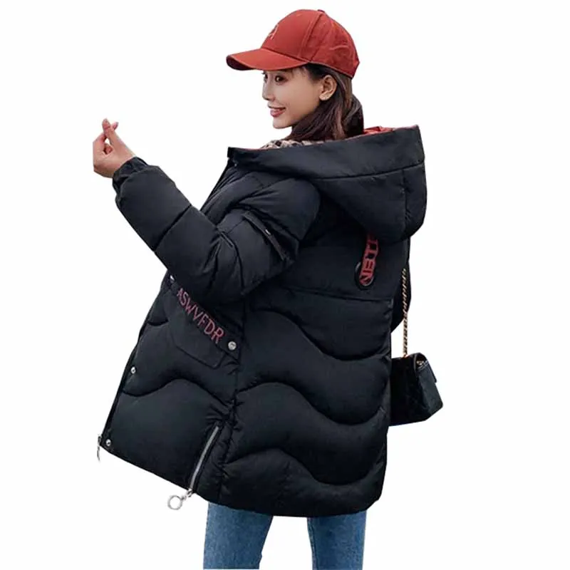 

Women winter hooded warm coat plus size candy color cotton padded jacket female long parka womens wadded jaqueta feminina G438