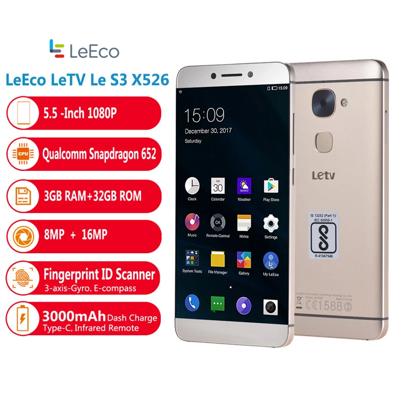 Letv LeEco Le 2X526 мобильный телефон Android 6 0 3 ГБ 32 Snapdragon 652 Octa Core 5 5&quot FHD 16MP отпечатков