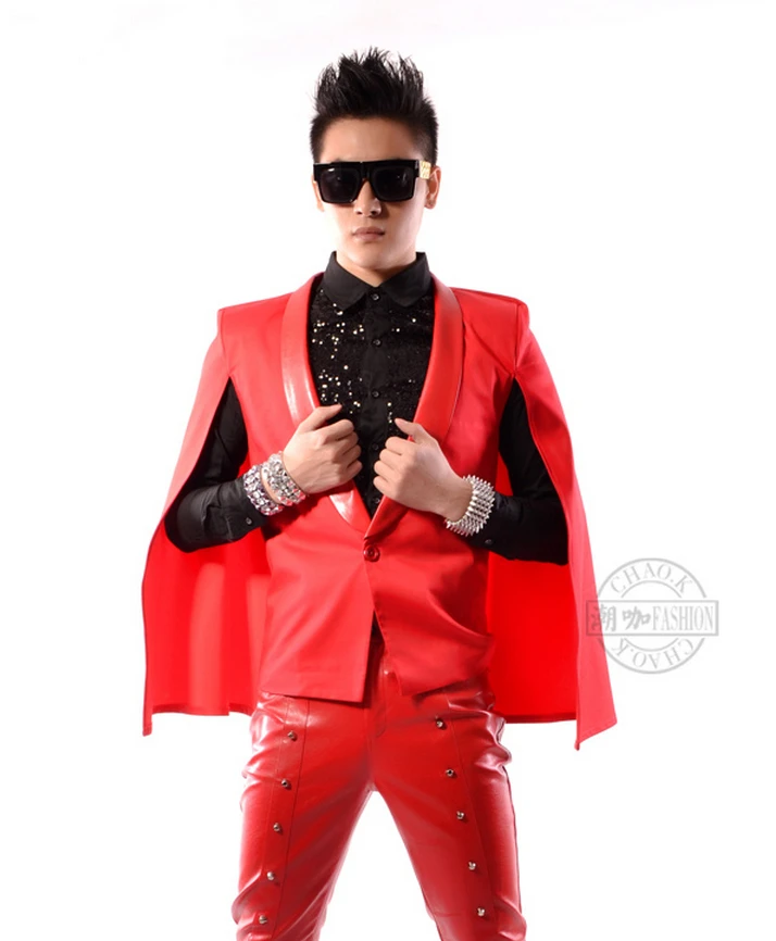 Для мужчин брендовая сценический для певца модный мужской пуловер стильный костюм стиль красный плащ Для мужчин одежда костюм костюмы с курткой и M-XL