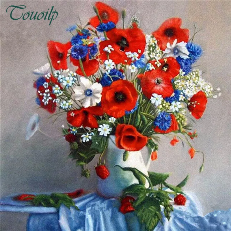 

DIY 5d Diamond Painting Cross-stitch Kits Embroidery Diamonds Mosaic Pictures of Rhinestones Crystal Crafts Red Poppy Flowers