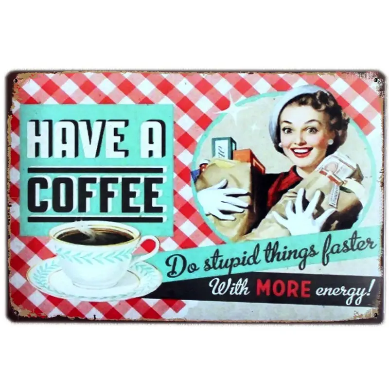 Lucky Cup COFFEE винтажные картины металлическая Оловянная вывеска для кухни Железный