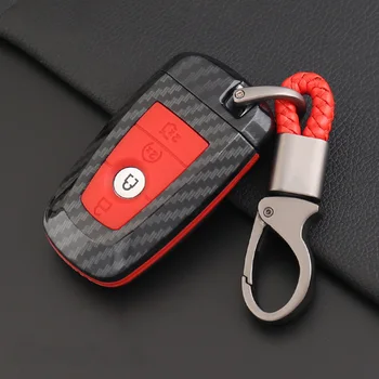 

2019 ABS Carbon Fiber&Silicone Car Key Case For Ford Edge Mustang Everest Smart Key 360 Degree Protection