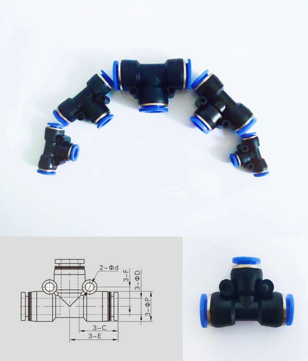 3 способа Т-образный Тройник Пневматический фитинг 10 мм 8 мм 12 мм 6 мм 4 мм OD шланг трубка нажимной воздушный газовый фитинг Быстрый фитинг соединитель адаптеры