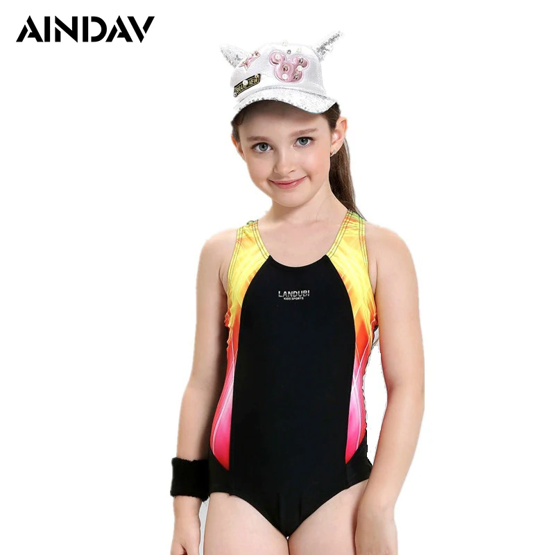 Junior Girls Swimsuit One Piece Swimsuit Teenager Sport Suit Kids