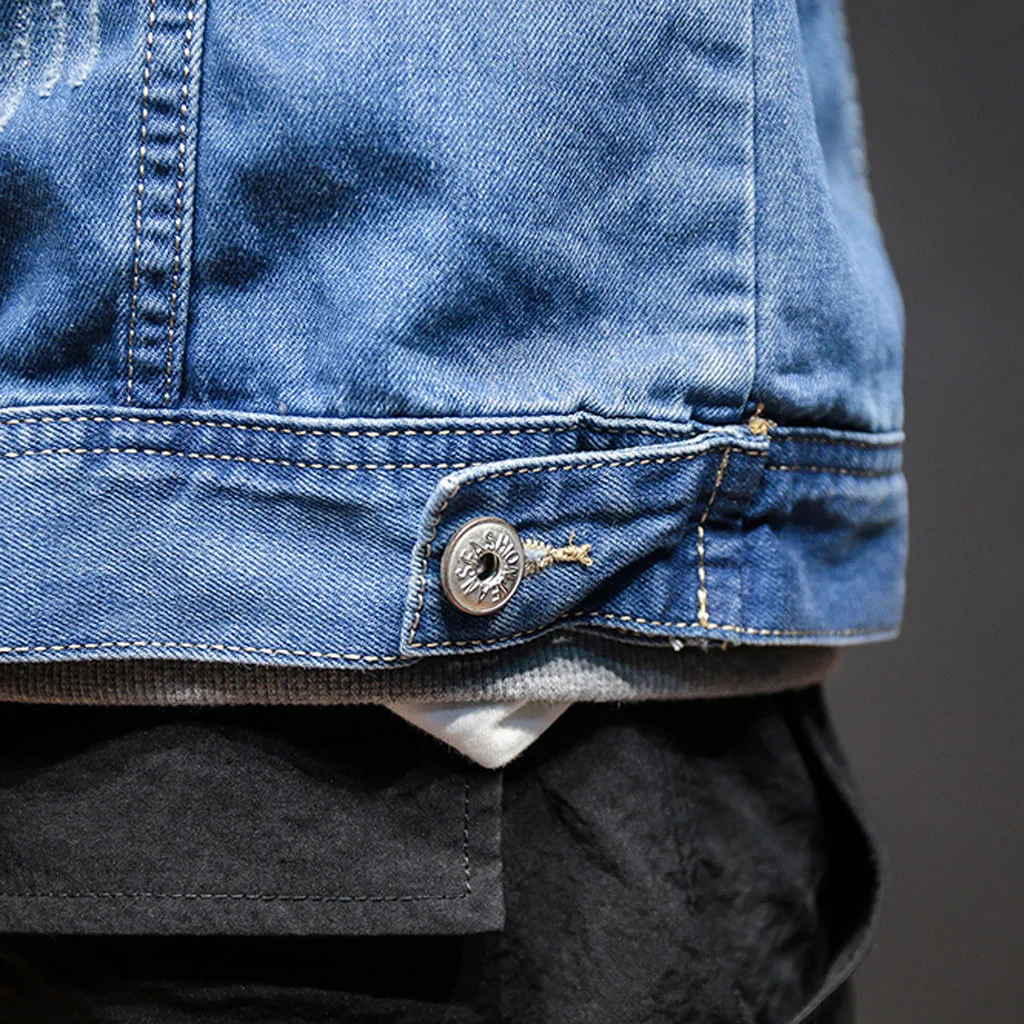 Fashsiualy jaqueta masculino мужская осенне-зимняя однотонная джинсовая куртка на пуговицах в винтажном стиле Топы блузка пальто casaco masculino