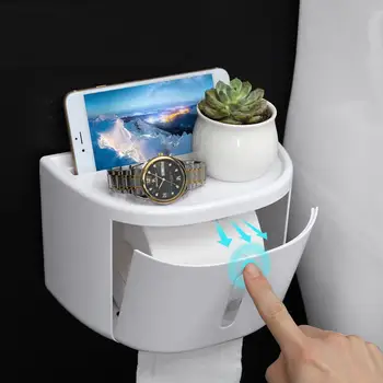 

Hot Waterproof Wall Mount Toilet Paper Holder Shelf Bathroom Toilet Paper Holder Roll Tube Paper Storage Box Creative Tray