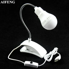 AIFENG настольная лампа портативный светодиодный настольный светильник для чтения с зажимом гибкий шланг с питанием от USB ночной Светильник для детей лампы для офисного стола