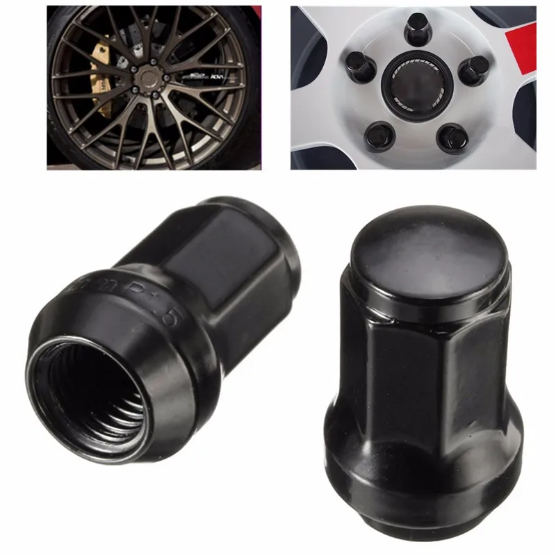 

20Pcs M12x1.5 Steel Lug Nuts With Key Extended Tuner Black Lock Kit 7 Spline Lug Nuts Car Wheels Rims