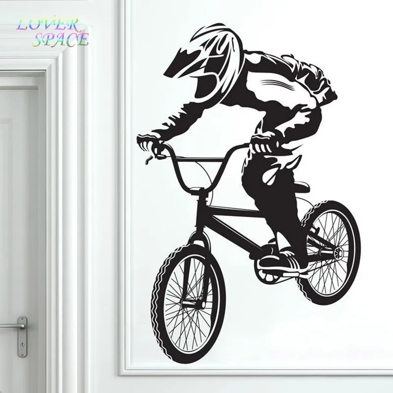 Бесплатная доставка BMX велосипедная Байкерская Наклейка на стену для мальчиков