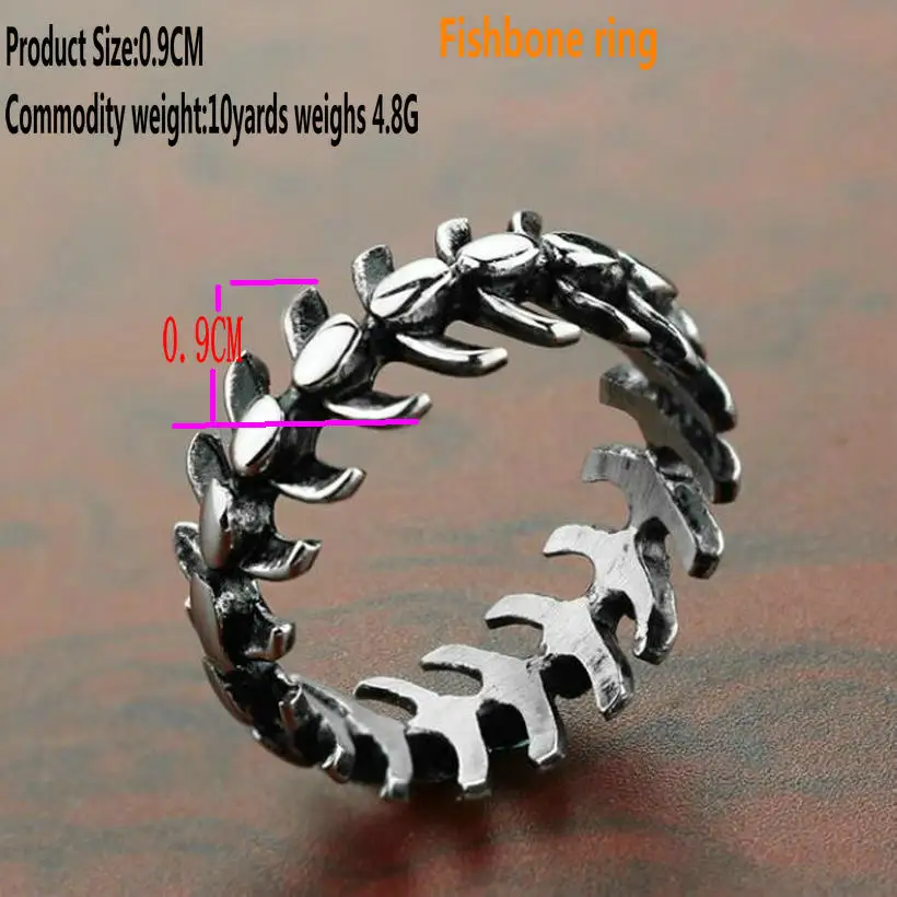 Best Cross border new products Men #039;s Stainless Steel Dragon Fishbone Ring Couple fishbone ring