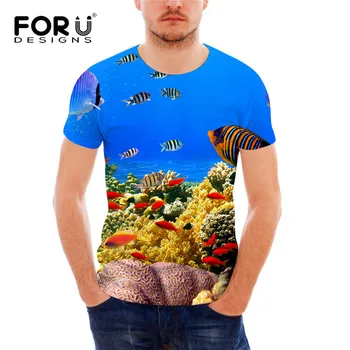 

FORUDESIGNS Wholesale Men's Top Tees 3D Tropical Fish Pattern T-shirt for Men Brand Designer Teenager Boys Crossfit Tee Shirts