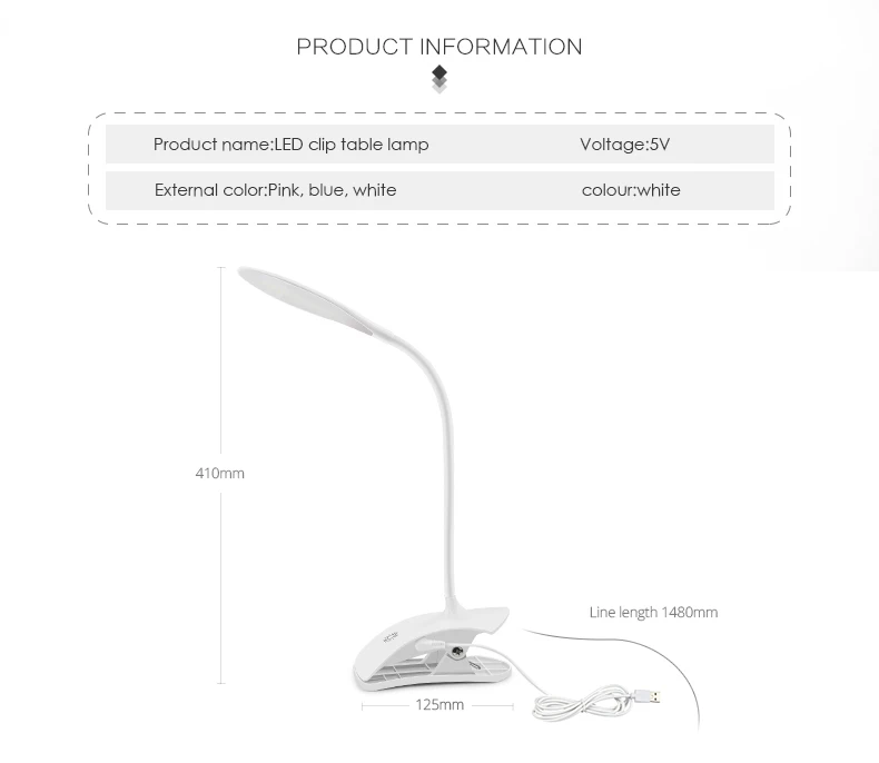 Светодиодный светильник-книга с питанием от USB, 3 уровня яркости, с регулируемой яркостью, гибкое сенсорное управление, настольная лампа с зажимом, подставка