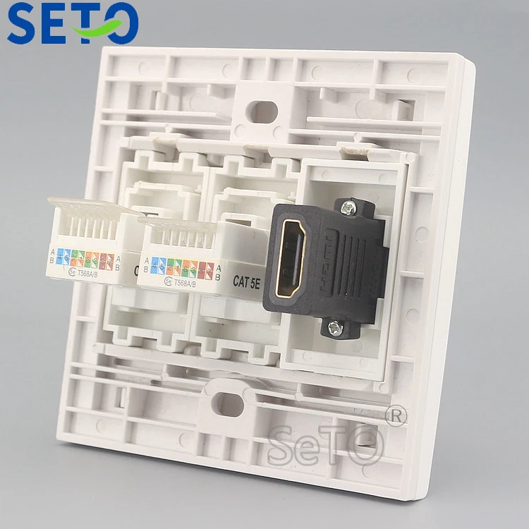SeTo 86 Тип Двойной RJ45 Cat5e сеть + один 2 0 HDMI Ассорти панель настенная пластина розетка