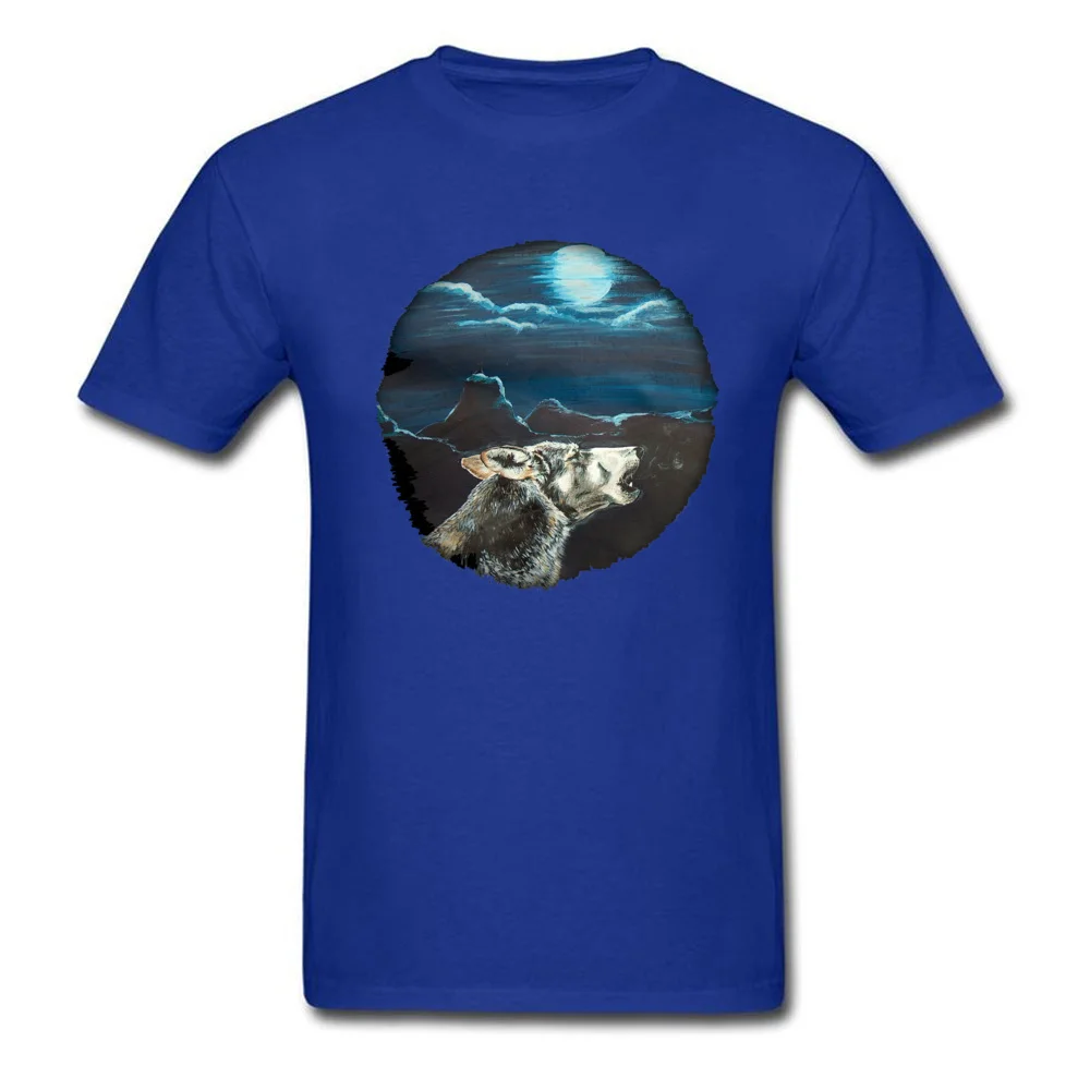 Moon of the Wolf Crewneck T Shirt Summer Fall Tops & Tees Short Sleeve Cheap All Cotton Print Tees Gift Youth Top Quality Moon of the Wolf blue