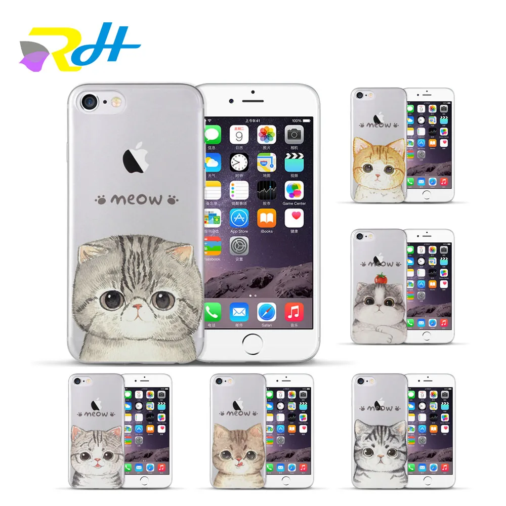 Чехол Etui новейший дизайн чехол с милым котом для iPhone 6 6S Plus 5 5S SE 7 8 Xs Xr Max прозрачный