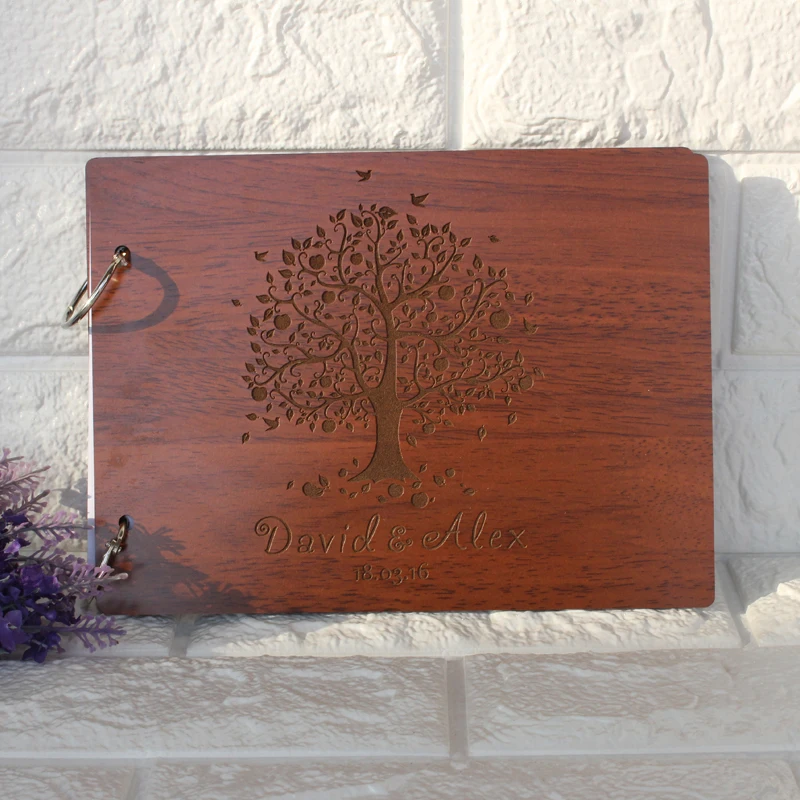 

Engraved Wooden Wedding Guest Book Personalized Wedding Guestbook Rustic Love Tree Sign Book Custom Photo Album Wedding Decor