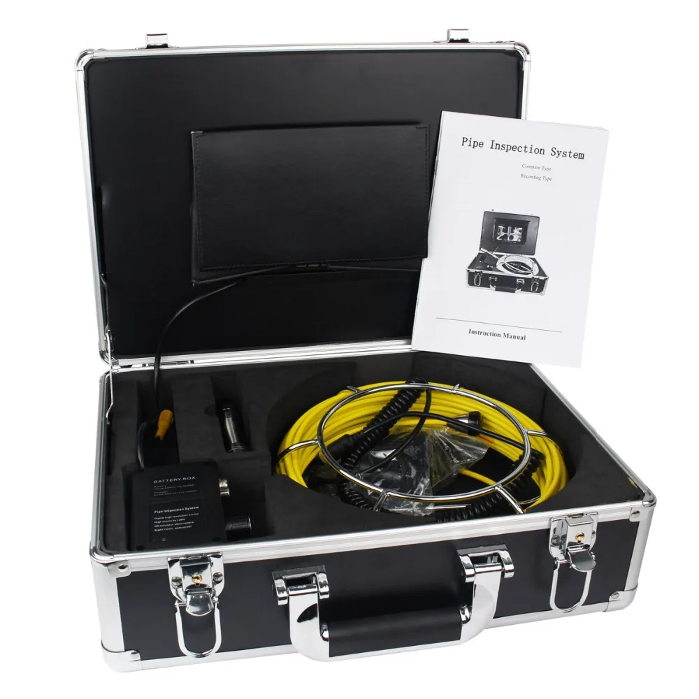 7 '' TFT LCD Sewer Pipeline Endoscope Inspection Snake Camera Stainless Steel Lens Waterproof 20M Cable W2022 