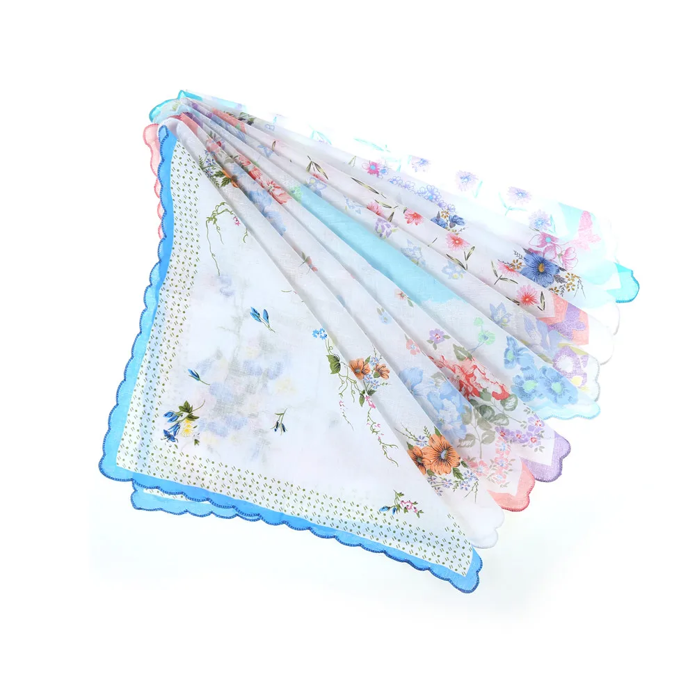 10 шт. винтажный цветочный женский квадратный платок Hanky Pocket Hankies полотенце хлопок 30 см* 30 см случайный цвет