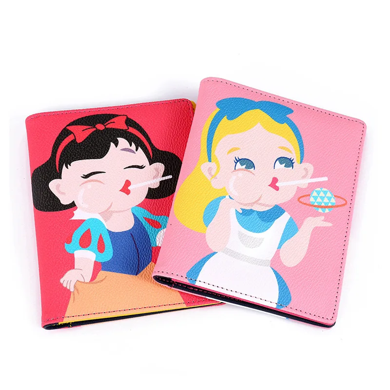 

HUBOONE New Women Passport Cover Card Holder Cute Cartoon Women Covers For Passport Holder PU Leather Lady Travel Passport Cover