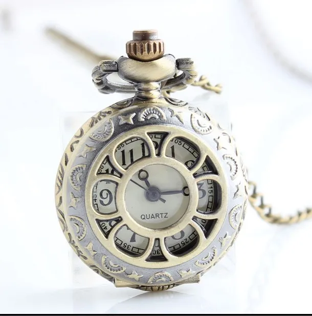 small-european-and-american-fashion-retro-sweater-chain-necklace-sunflowers-flip-hollow-bronze-pocket-watch-gift-pb883