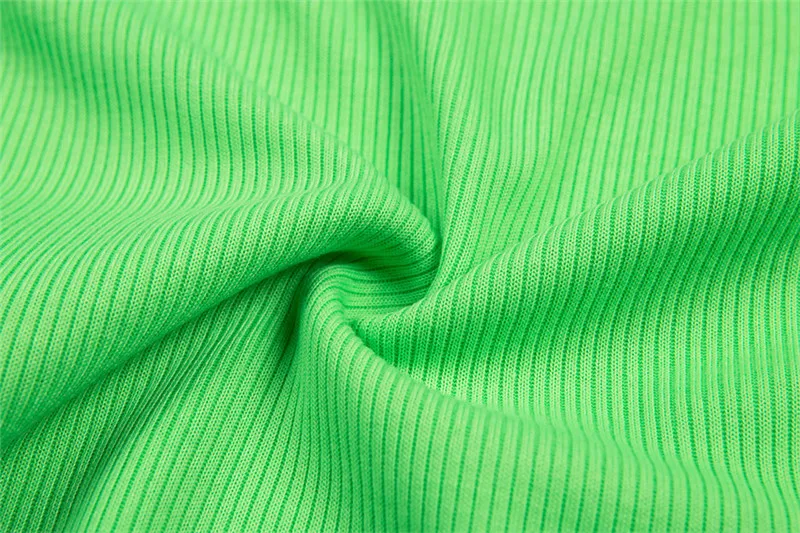 Bangniweigou ультра короткая трикотажная футболка Женская Повседневная высокая горловина неоновый оранжевый Лайм зеленый укороченный топ с длинным рукавом Уличная футболка джемпер