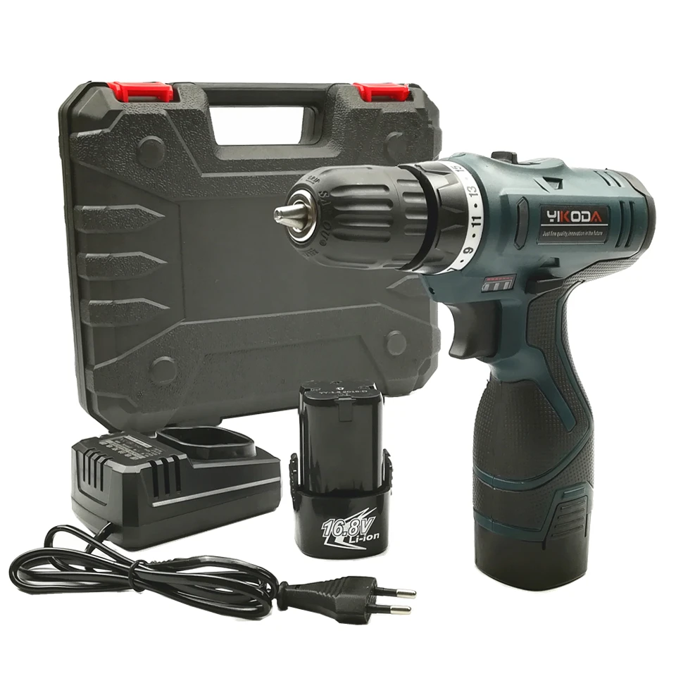 

YIKODA 16.8V Cordless Driver Drill Lithium Battery*2 Rechargeable Electric Screwdriver Multi-function Household Power Tools