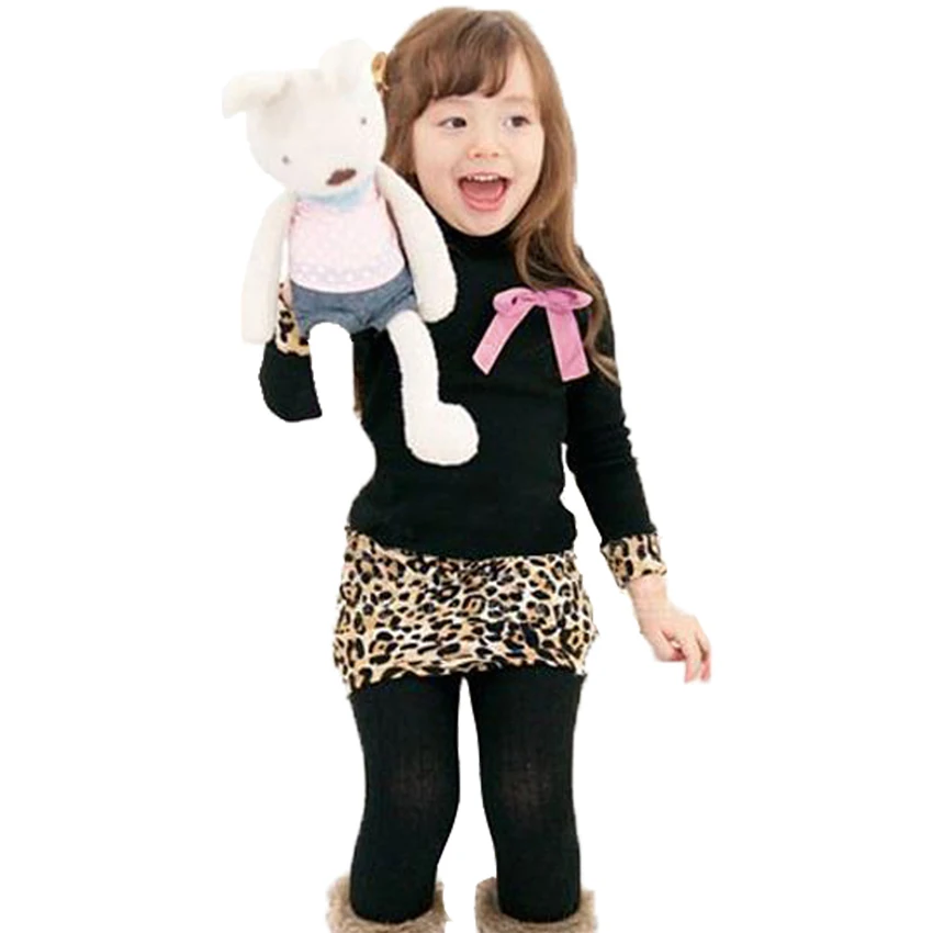 New Sweet Baby Girl's Wear Dress Long Sleeve Leopard Print Costumes