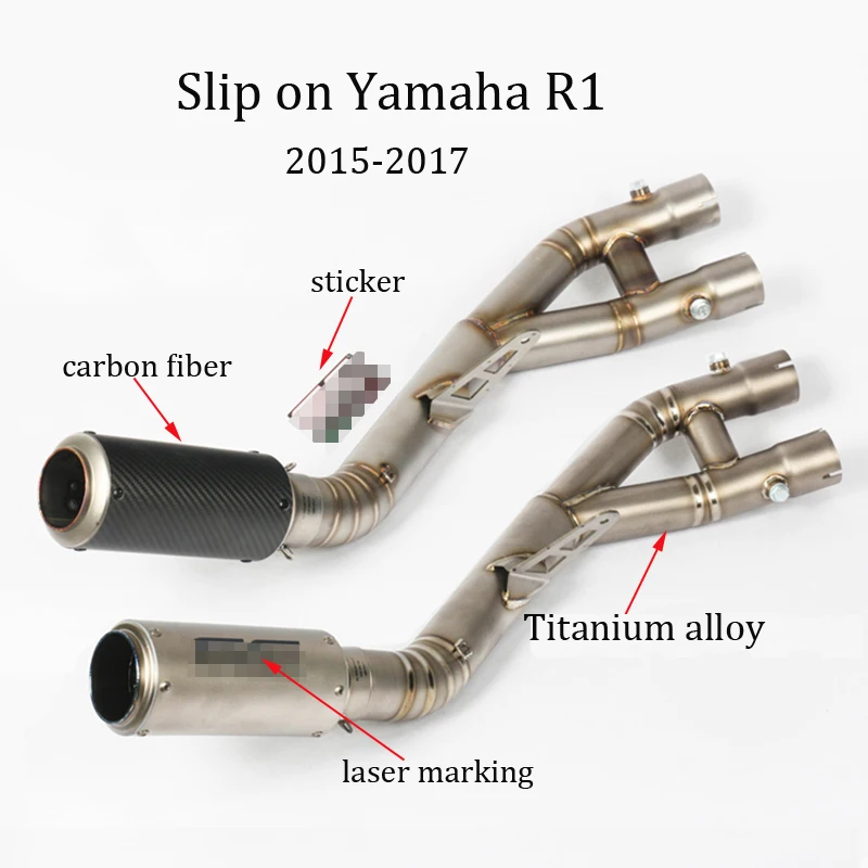 

Full System Exhaust Motorcycle Muffler with middle connection link pipe Stainless Steel (2015-2017) Slip on for Yamaha R1