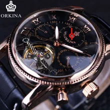 Orkina Tourbillon Gear Bezel Black Golden Designer Rose Golden Luxury Designer Mens Watch Top Brand Luxury Automatic Clock Men