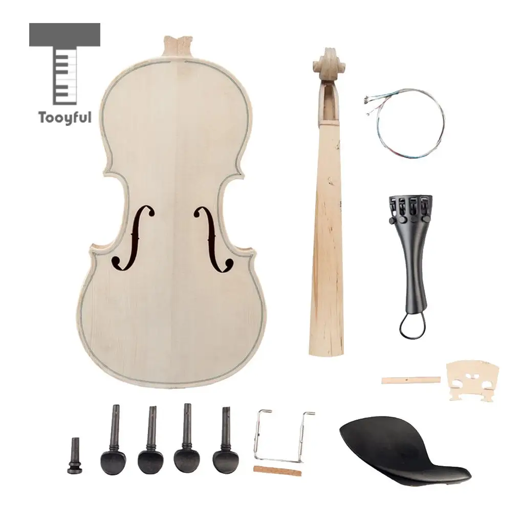 Tooyful DIY 4/4 Violin Solid Wood Unfinished Handcraft Violin Body Violin Fiddle Kit