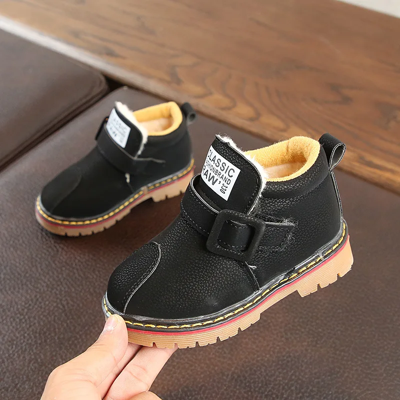 

Children Boots Baby Shoes Winter Ankle Boots Platform Warm Plush Hook&loop Snow Booties Soft Comfort Black Grey Kids Shoes