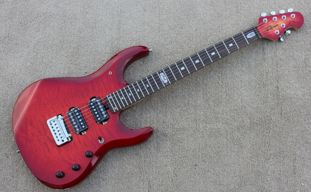

Trans red quilted topJP100 style Solid body Chrome hardware, through body tremolo/bridge 2xHBs Free shipping direct from factory