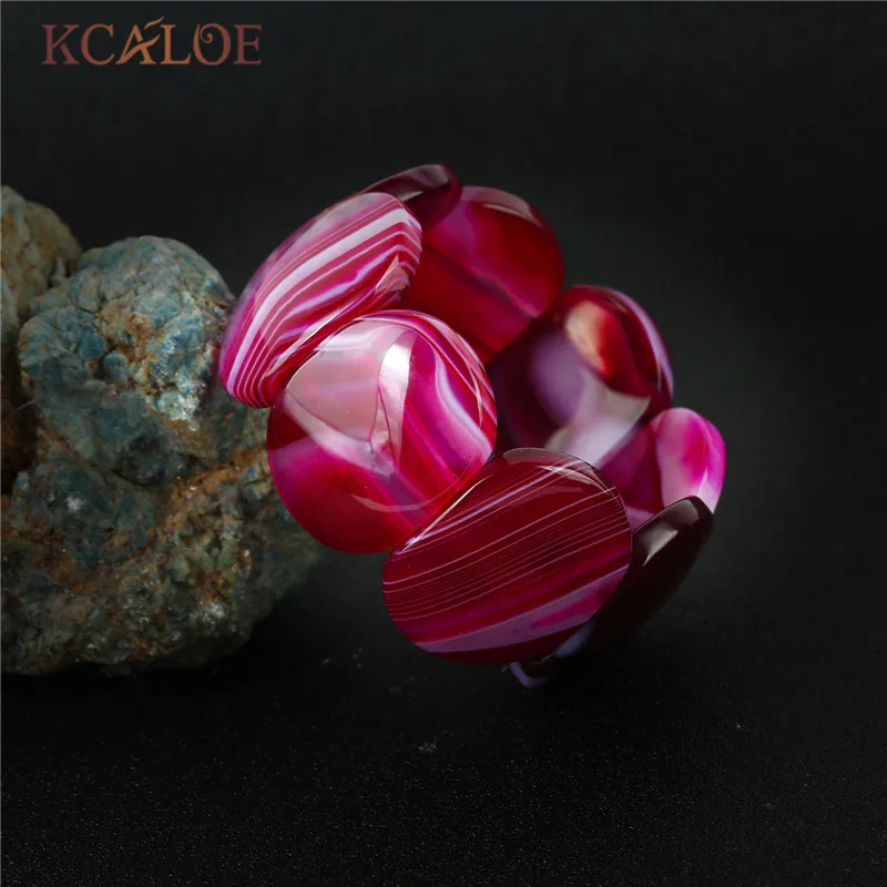 Браслеты KCALOE с большим ониксовым камнем, браслеты с натуральными полудрагоценными камнями, растягивающиеся браслеты с подвесками, женские браслеты, минималистичные ювелирные изделия