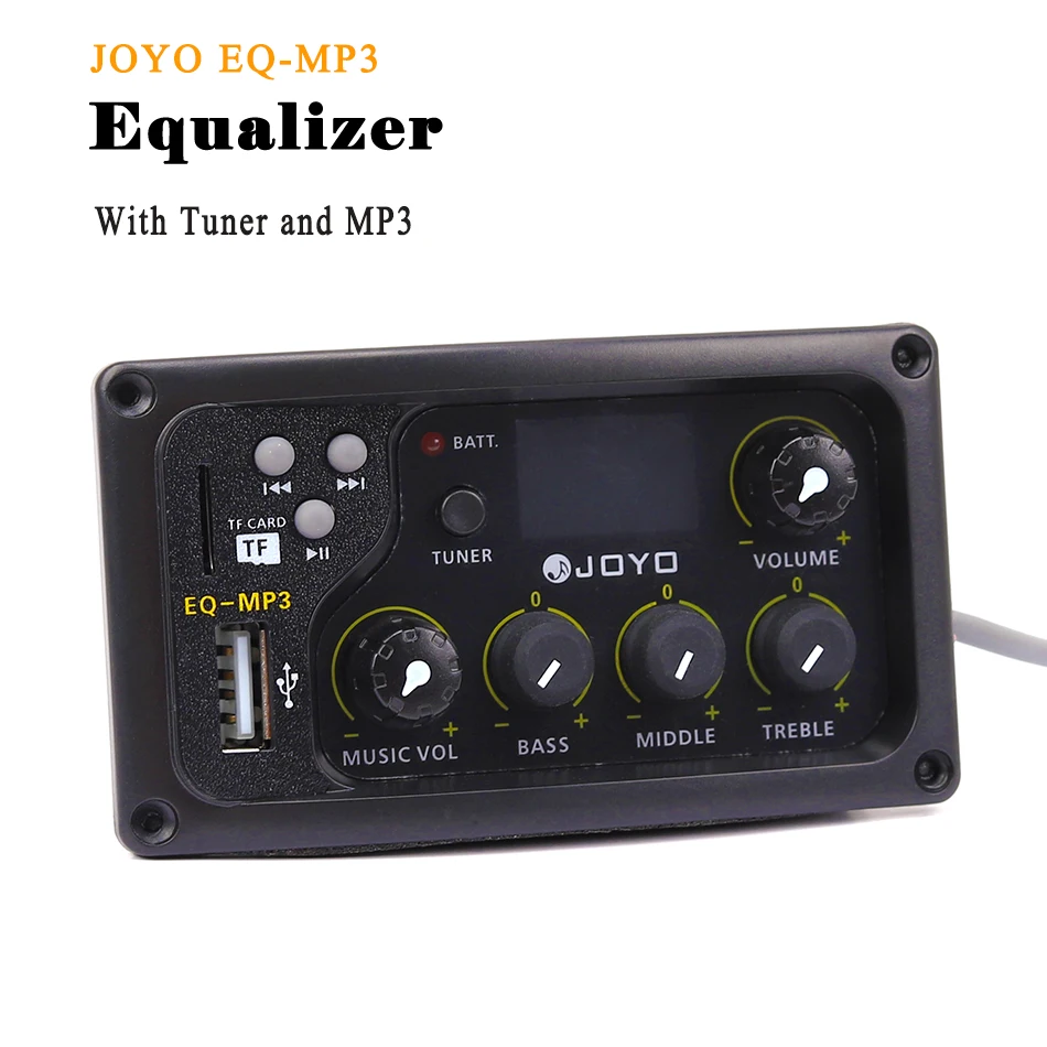 JOYO EQ-MP3 акустической гитары эквалайзер 3-полосный пикап с MP3 и тюнер Функция ЖК-дисплей Дисплей бас Ближний ВЧ Volune регулировки