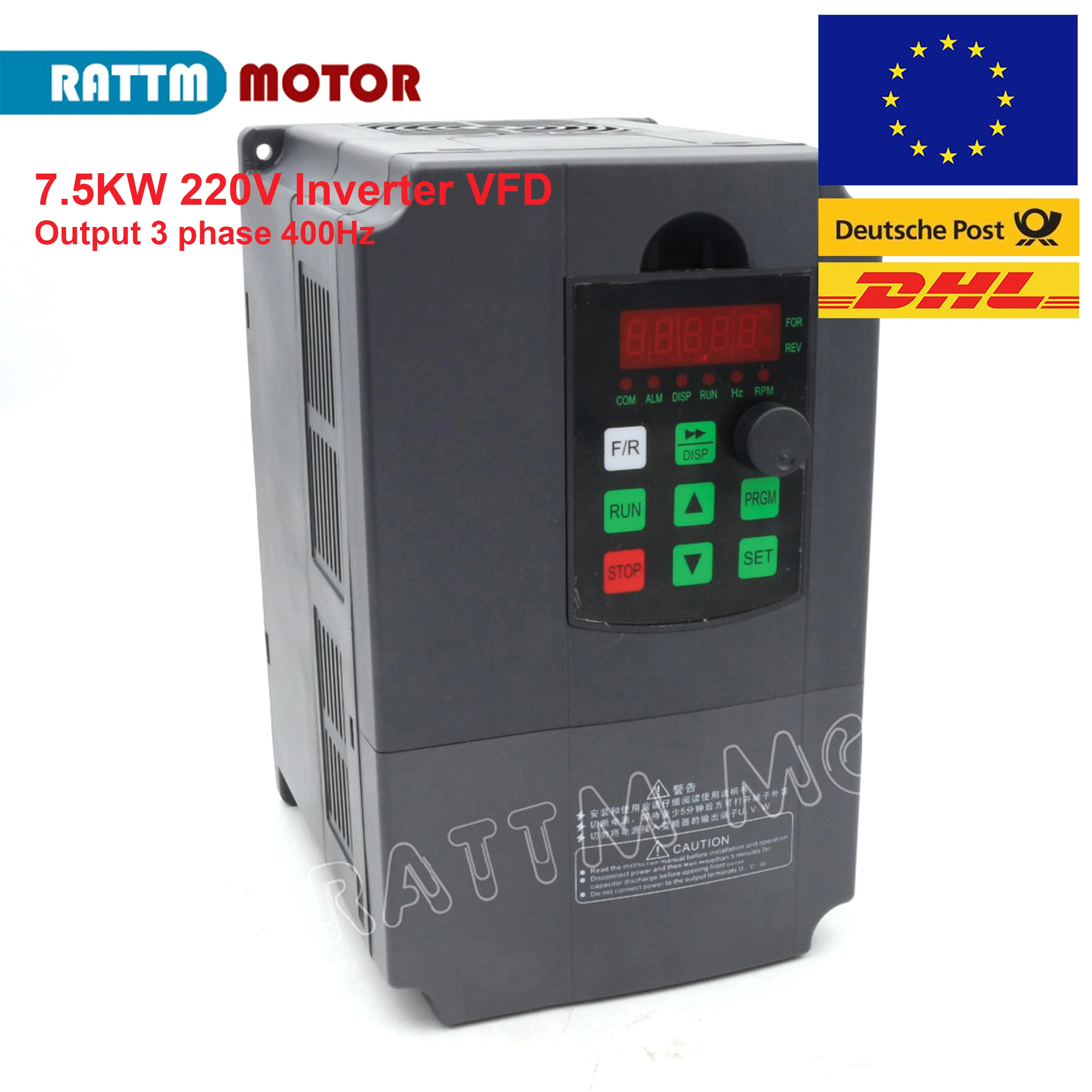 220V 7.5KW VFD Variable Frequency Drive Inverter 3PHASE Spindle Speed Controller