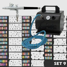 Precision Nail Art Airbrush System with TC 50 Air Compressor For Nail Art Stencil Set Set