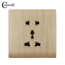 Kempinski настенная розетка, многофункциональная электрическая розетка с 5 отверстиями, цвета шампанского, AC 110~ 250 В