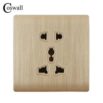 

Free Shipping, Kempinski Wall Power Socket, Multifunction 5 Hole Electrical Outlet, Champagne Gold, AC 110~250V